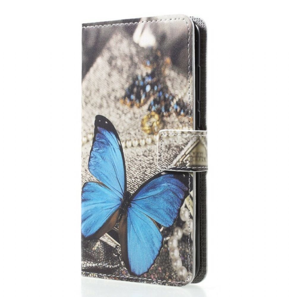 Leren Hoesje voor Huawei P20 Pro Blauwe Vlinder