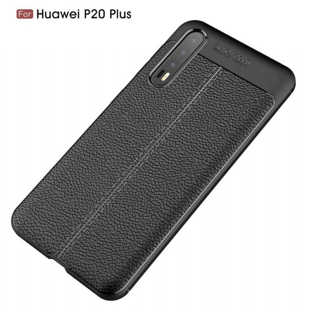 Telefoonhoesje voor Huawei P20 Pro Dubbele Lijn Litchi Leereffect