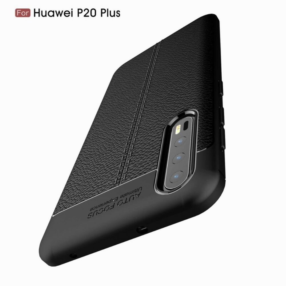 Telefoonhoesje voor Huawei P20 Pro Dubbele Lijn Litchi Leereffect