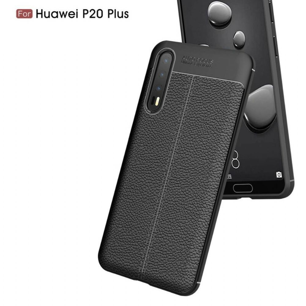 Telefoonhoesje voor Huawei P20 Pro Dubbele Lijn Litchi Leereffect