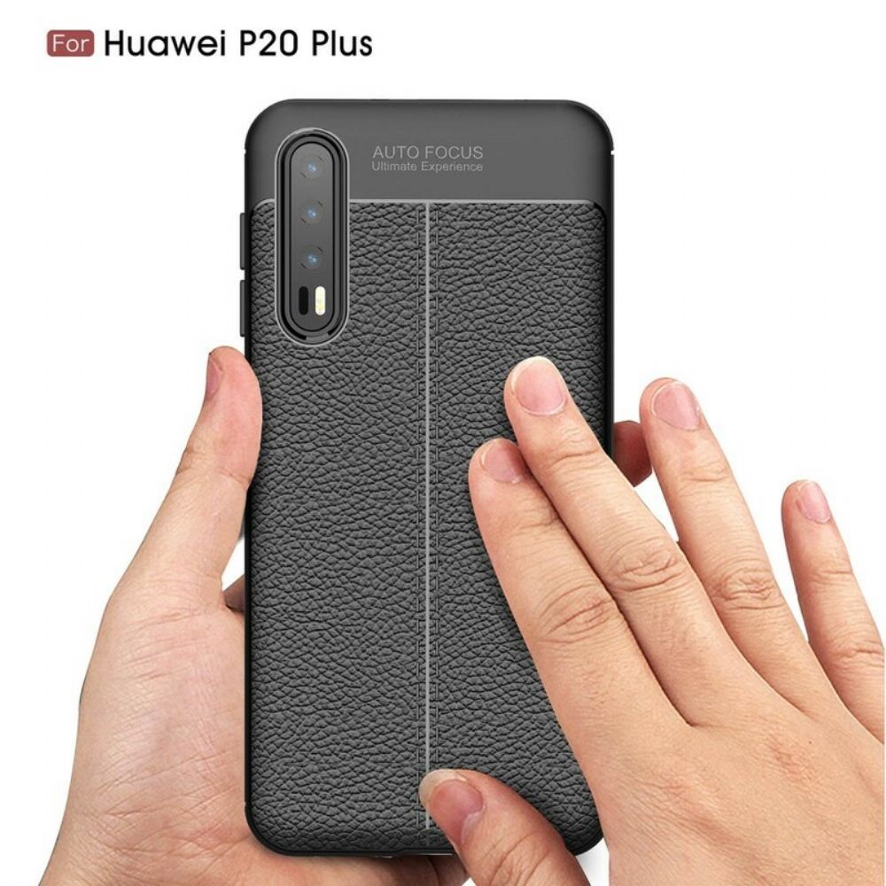 Telefoonhoesje voor Huawei P20 Pro Dubbele Lijn Litchi Leereffect