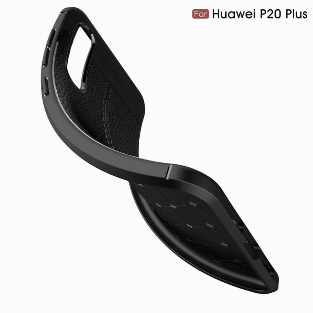 Telefoonhoesje voor Huawei P20 Pro Dubbele Lijn Litchi Leereffect