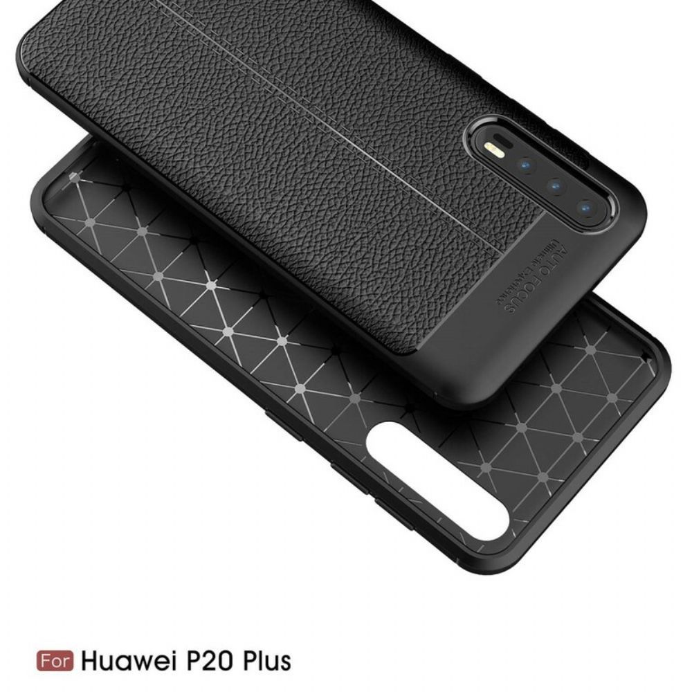 Telefoonhoesje voor Huawei P20 Pro Dubbele Lijn Litchi Leereffect