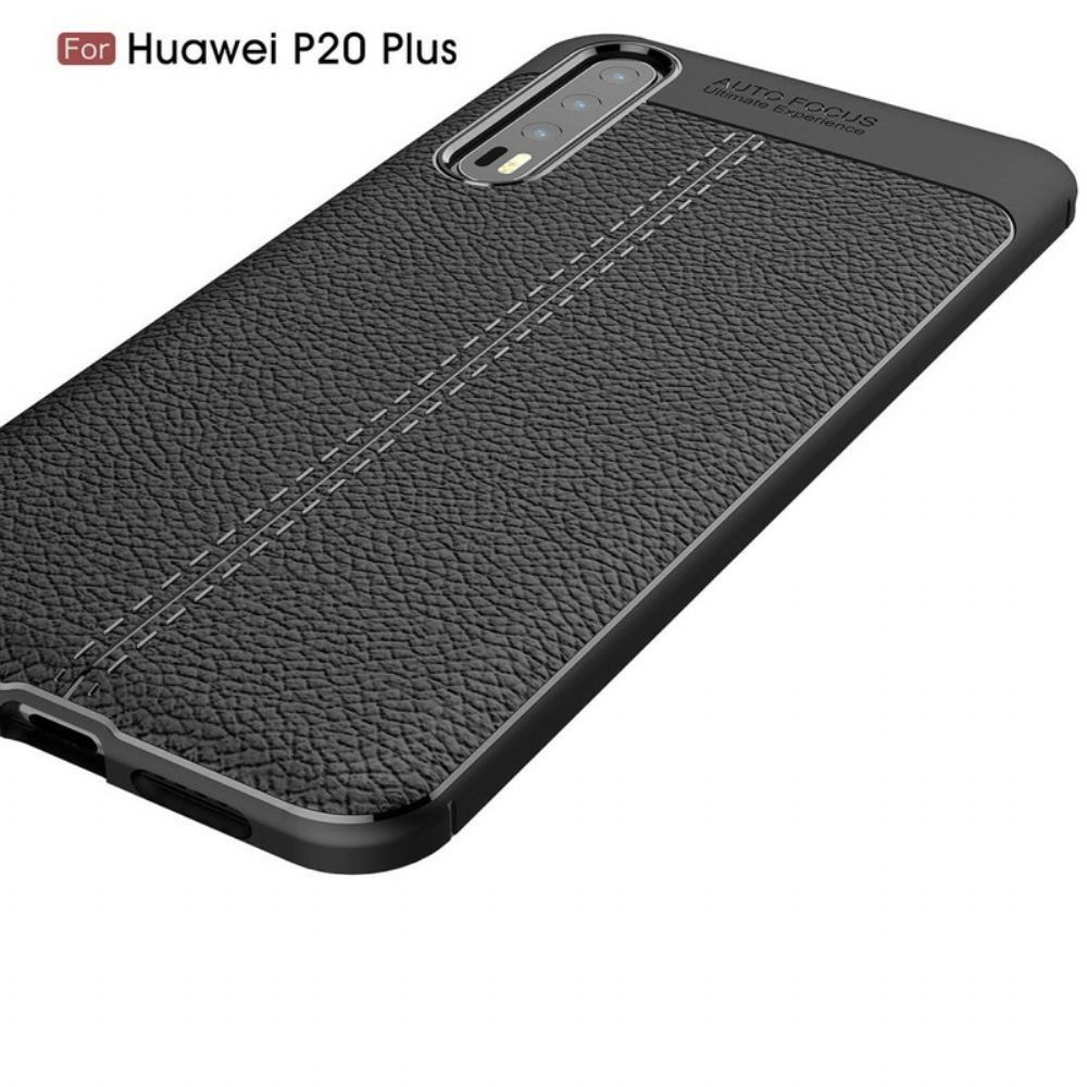 Telefoonhoesje voor Huawei P20 Pro Dubbele Lijn Litchi Leereffect