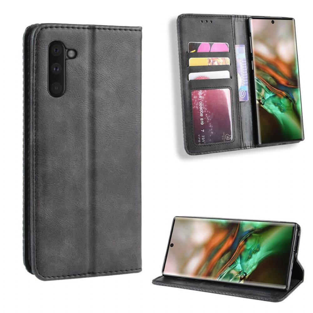 Bescherming Hoesje voor Samsung Galaxy Note 10 Folio-hoesje Vintage Gestileerd Leereffect