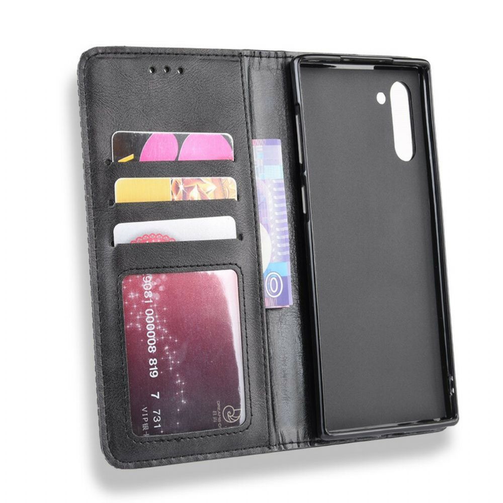 Bescherming Hoesje voor Samsung Galaxy Note 10 Folio-hoesje Vintage Gestileerd Leereffect