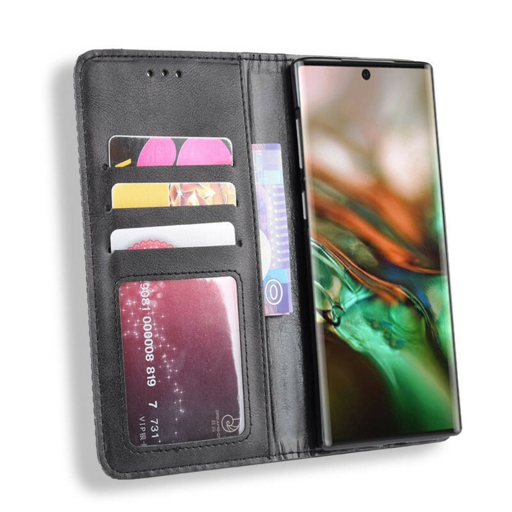 Bescherming Hoesje voor Samsung Galaxy Note 10 Folio-hoesje Vintage Gestileerd Leereffect