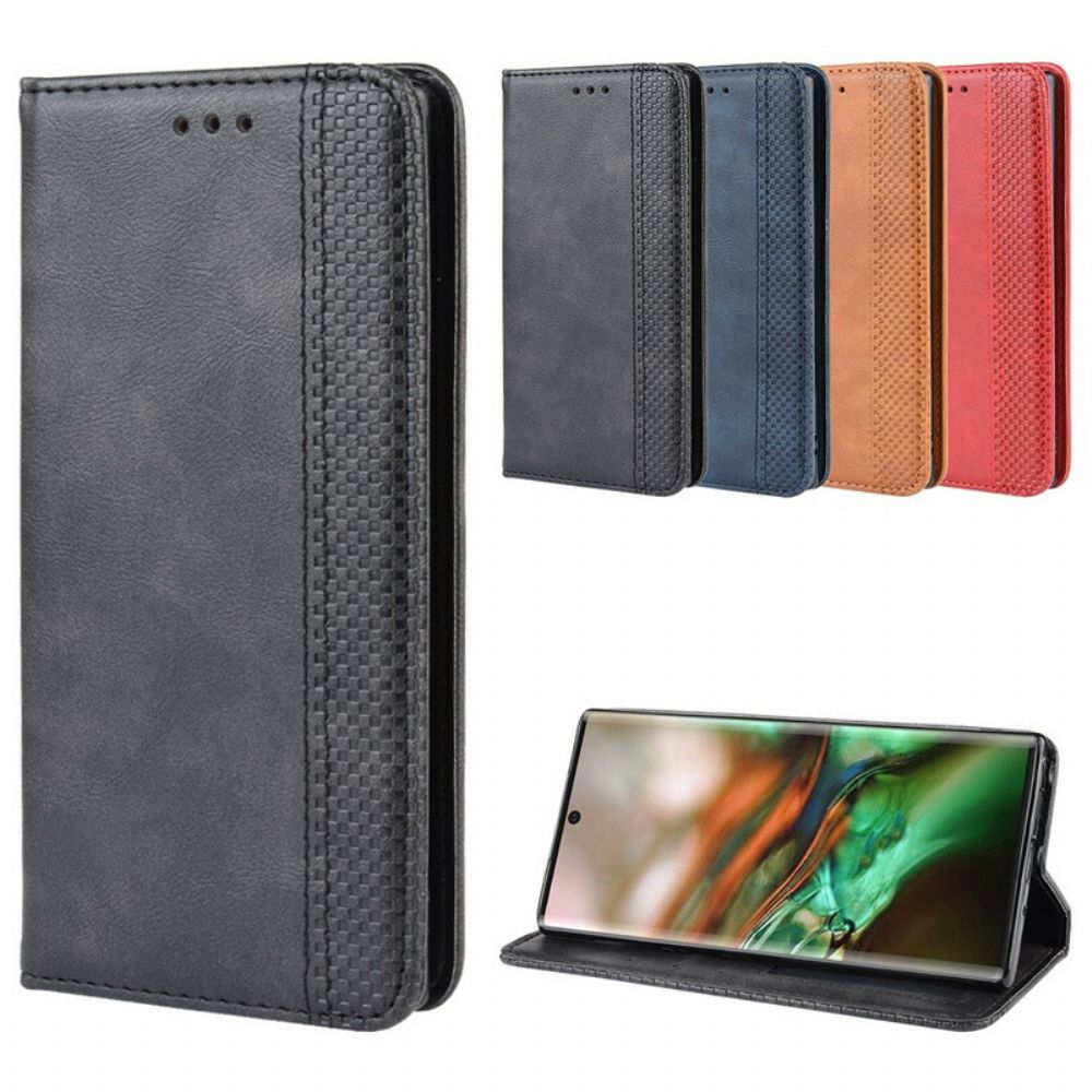 Bescherming Hoesje voor Samsung Galaxy Note 10 Folio-hoesje Vintage Gestileerd Leereffect