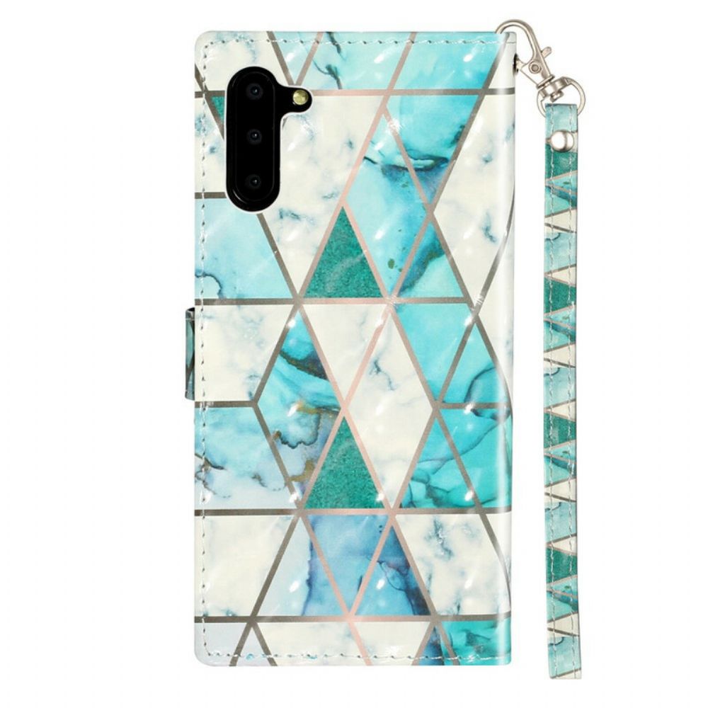 Flip Case voor Samsung Galaxy Note 10 Met Ketting Marmeren Lichtstripspots