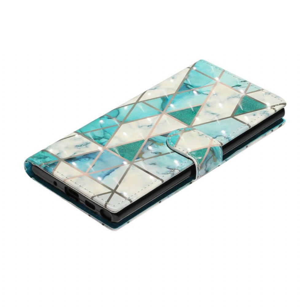 Flip Case voor Samsung Galaxy Note 10 Met Ketting Marmeren Lichtstripspots