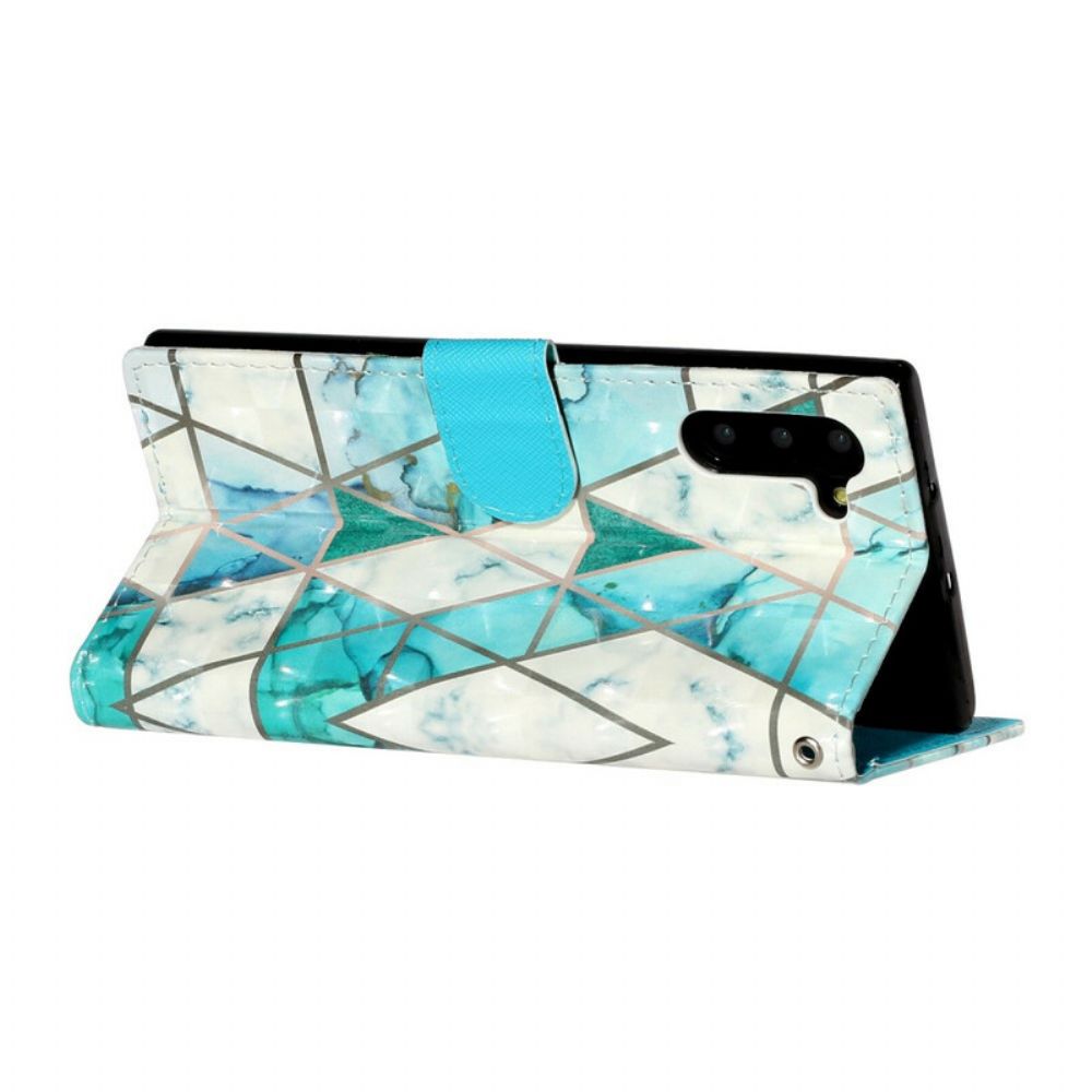 Flip Case voor Samsung Galaxy Note 10 Met Ketting Marmeren Lichtstripspots