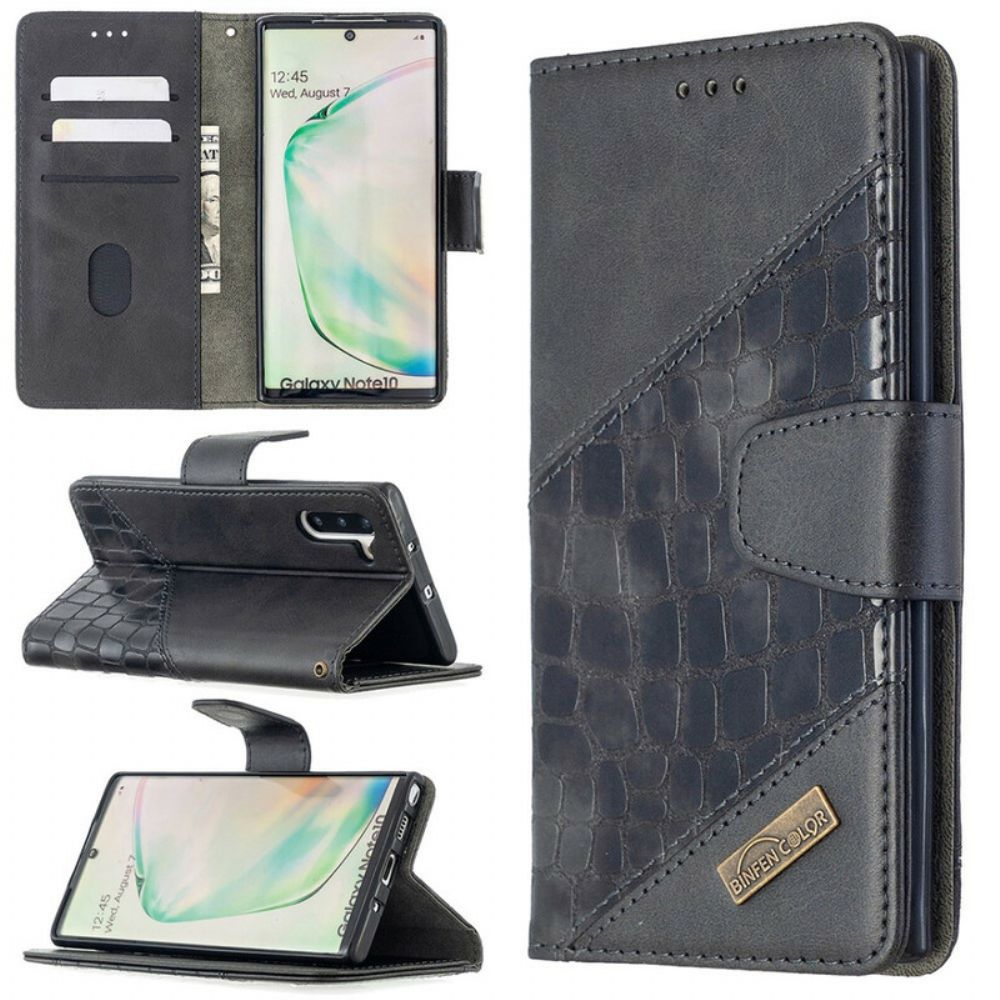 Folio-hoesje voor Samsung Galaxy Note 10 Klassiek Krokodillenleereffect