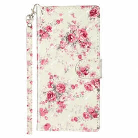 Folio-hoesje voor Samsung Galaxy Note 10 Met Ketting Bloemen Lichtvlekken Met Riem