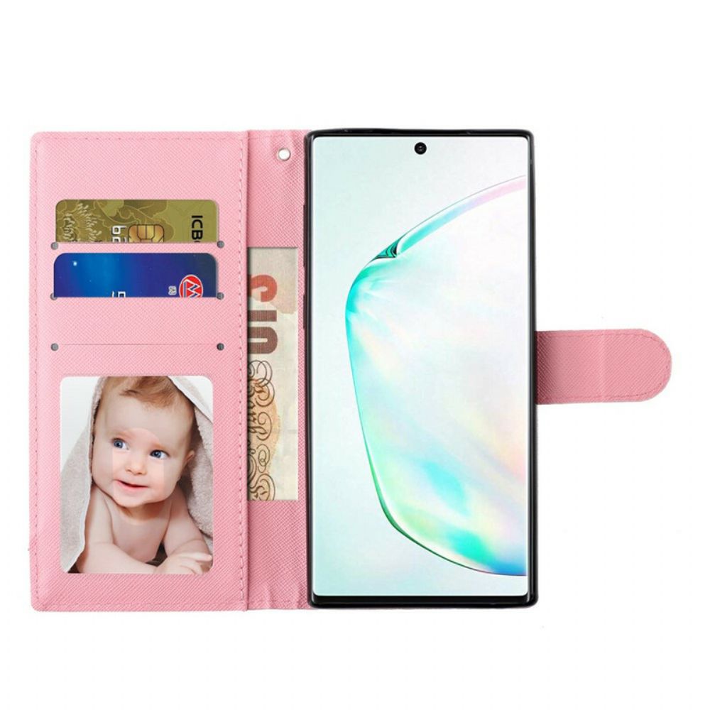 Folio-hoesje voor Samsung Galaxy Note 10 Met Ketting Lichtvlekken Riem Teddyberen