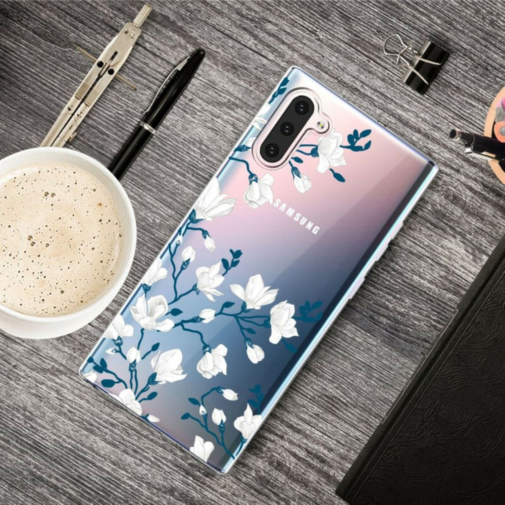 Hoesje voor Samsung Galaxy Note 10 Witte Bloemen