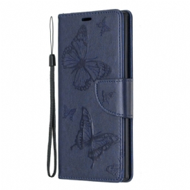 Leren Hoesje voor Samsung Galaxy Note 10 Folio-hoesje Vlinders En Schuine Klep