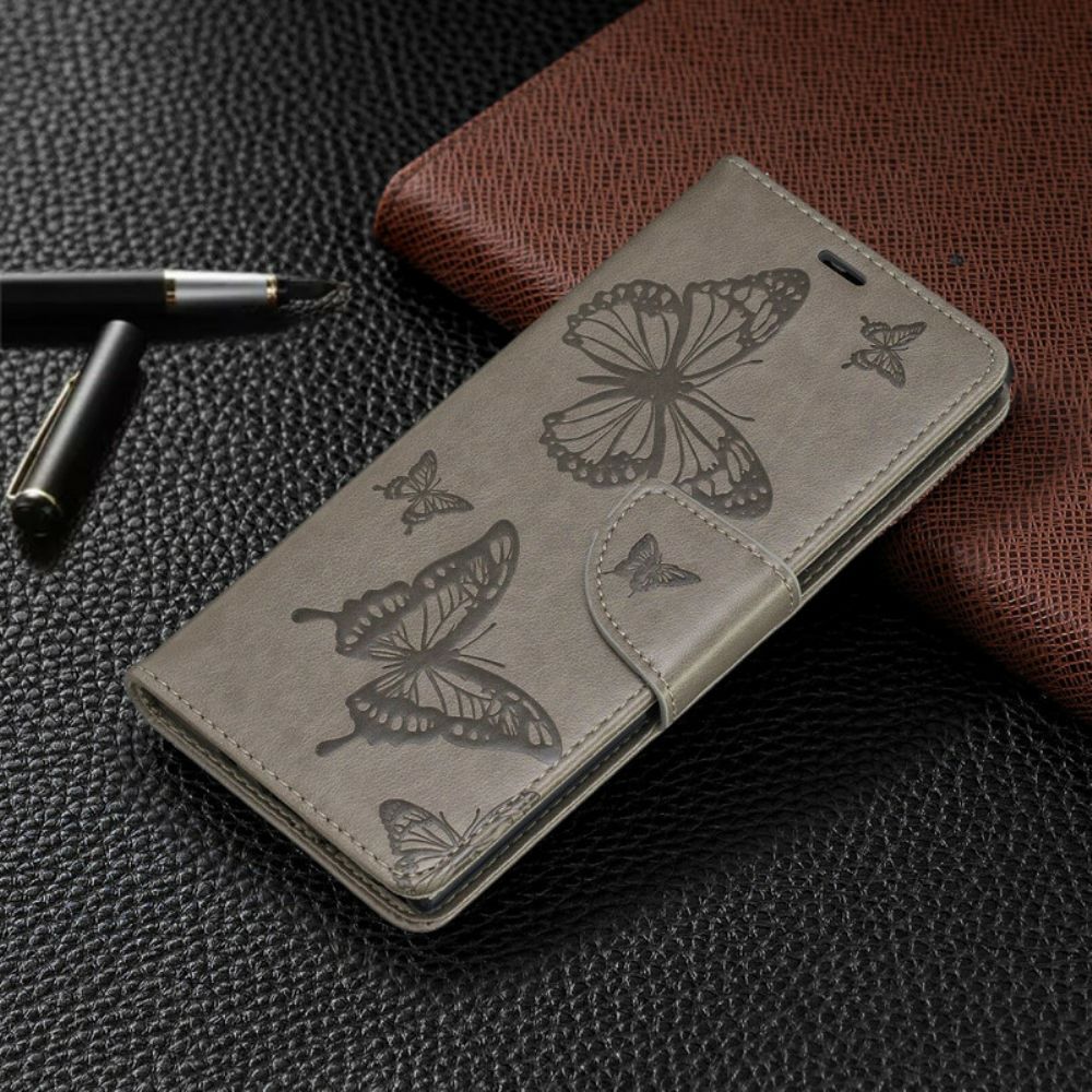 Leren Hoesje voor Samsung Galaxy Note 10 Folio-hoesje Vlinders En Schuine Klep