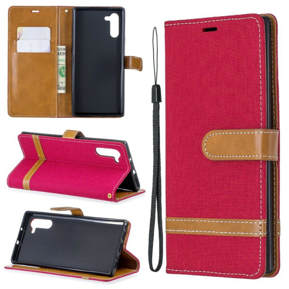 Leren Hoesje voor Samsung Galaxy Note 10 Met Ketting Band Met Stof En Leereffect