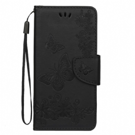 Leren Hoesje voor Samsung Galaxy Note 10 Met Ketting Prachtige Vlinders Met Riem