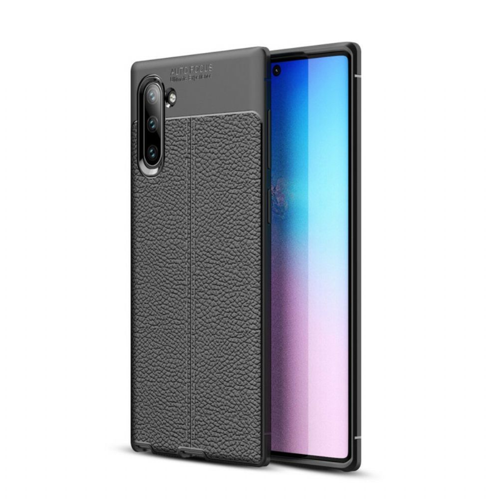 Telefoonhoesje voor Samsung Galaxy Note 10 Dubbele Lijn Litchi Leder Effect