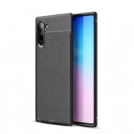 Telefoonhoesje voor Samsung Galaxy Note 10 Dubbele Lijn Litchi Leder Effect