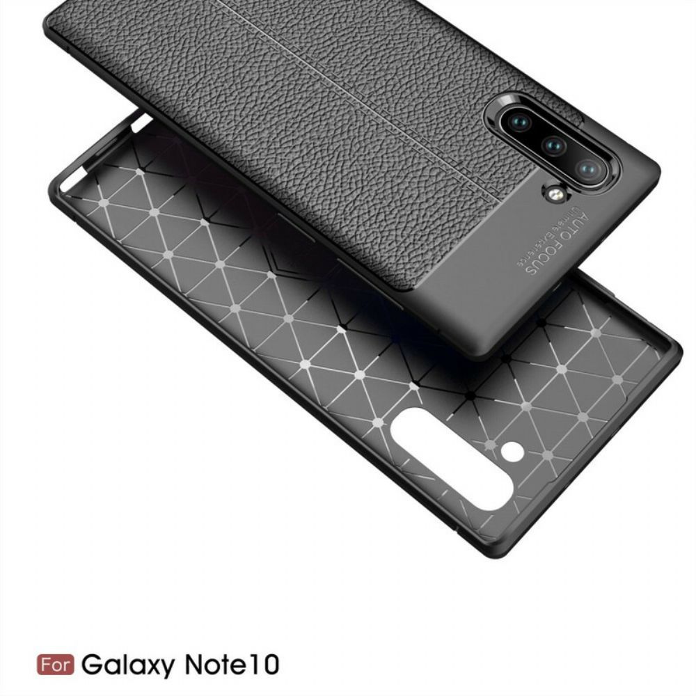 Telefoonhoesje voor Samsung Galaxy Note 10 Dubbele Lijn Litchi Leder Effect