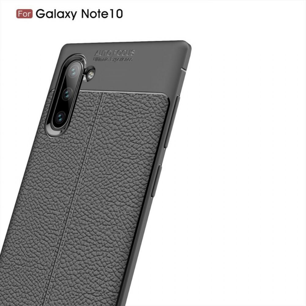 Telefoonhoesje voor Samsung Galaxy Note 10 Dubbele Lijn Litchi Leder Effect