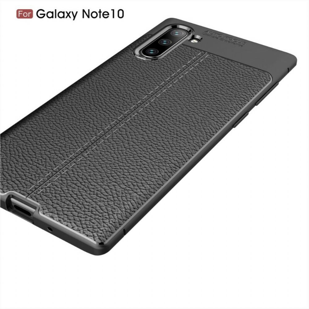 Telefoonhoesje voor Samsung Galaxy Note 10 Dubbele Lijn Litchi Leder Effect