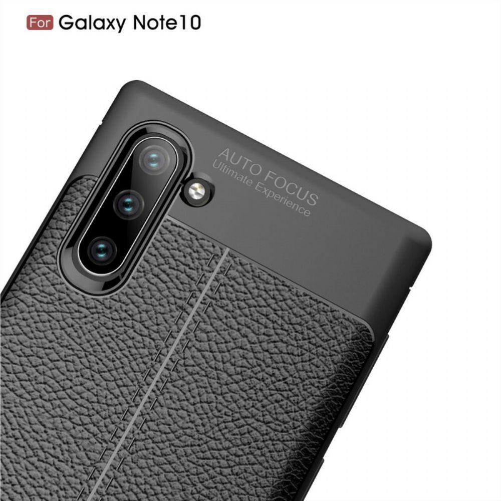 Telefoonhoesje voor Samsung Galaxy Note 10 Dubbele Lijn Litchi Leder Effect