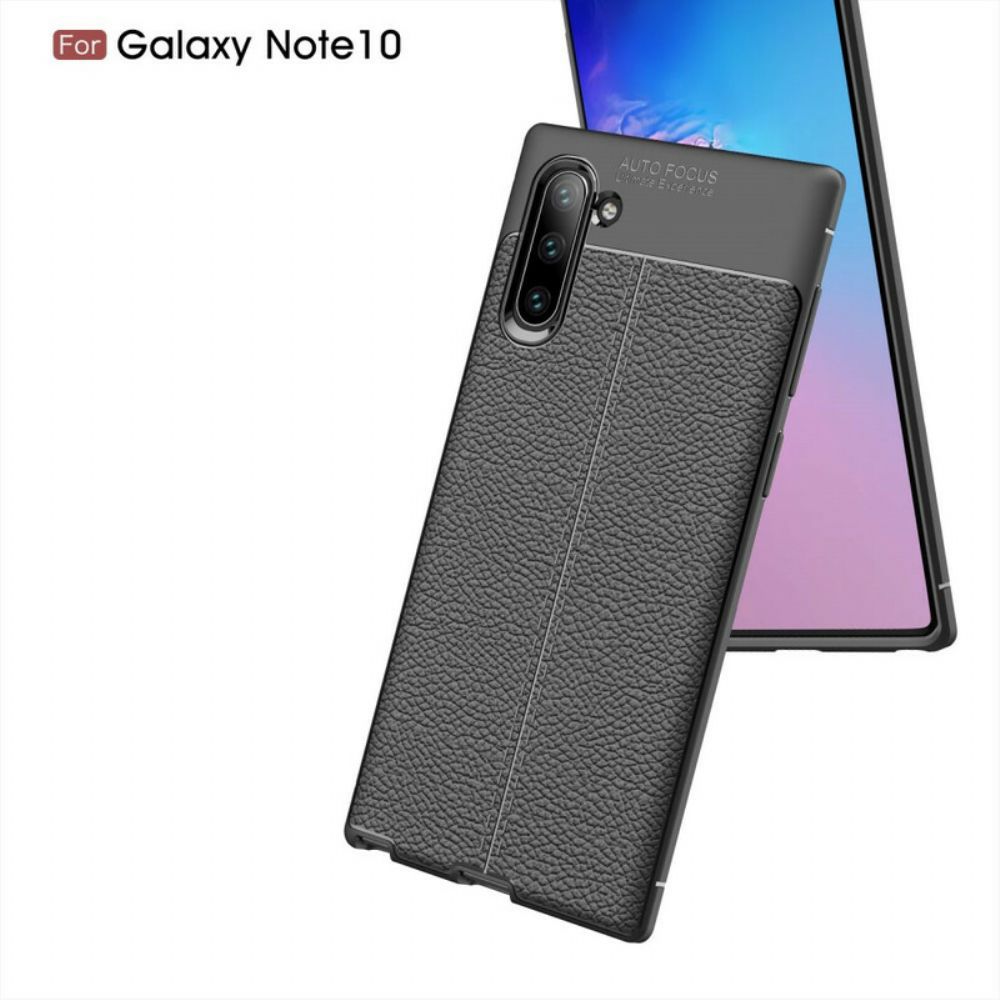 Telefoonhoesje voor Samsung Galaxy Note 10 Dubbele Lijn Litchi Leder Effect