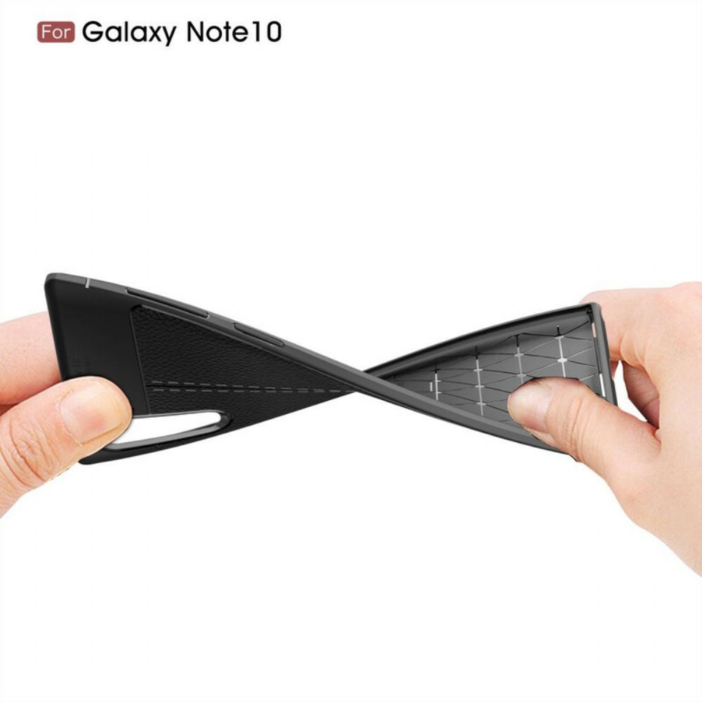 Telefoonhoesje voor Samsung Galaxy Note 10 Dubbele Lijn Litchi Leder Effect