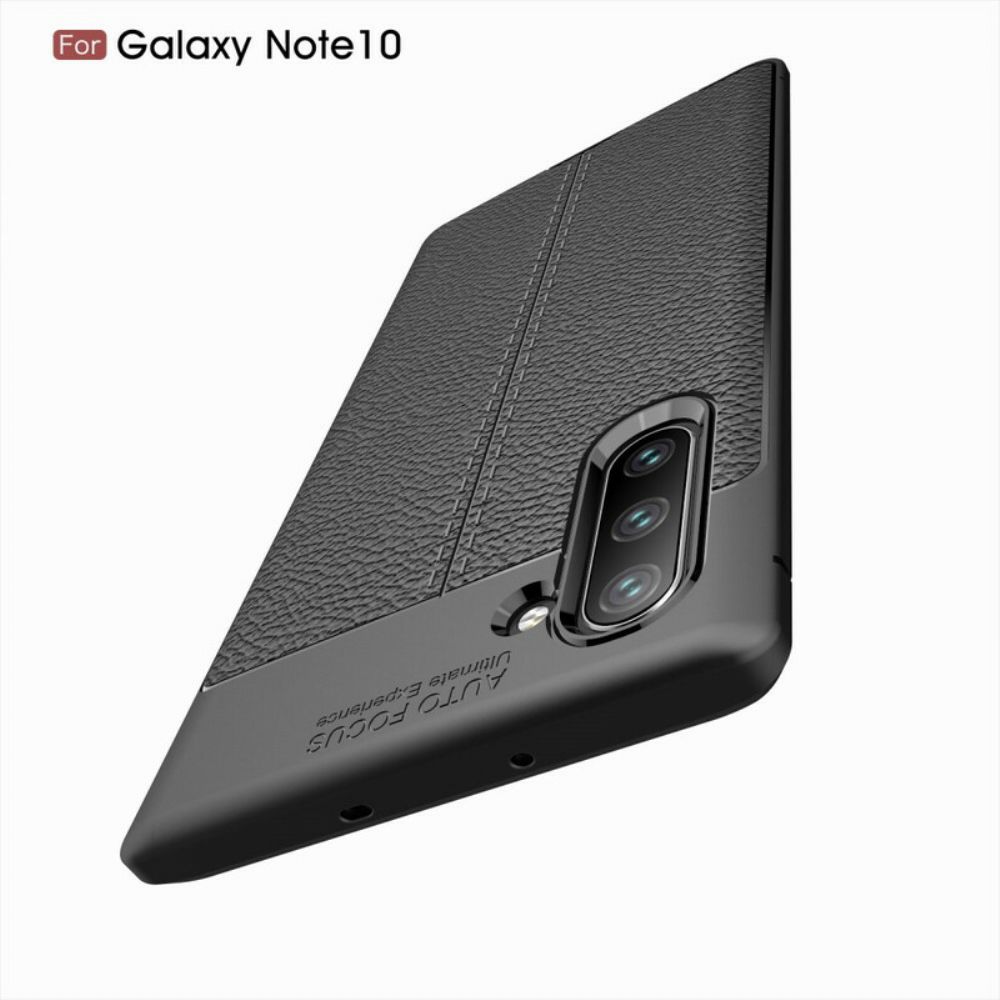 Telefoonhoesje voor Samsung Galaxy Note 10 Dubbele Lijn Litchi Leder Effect