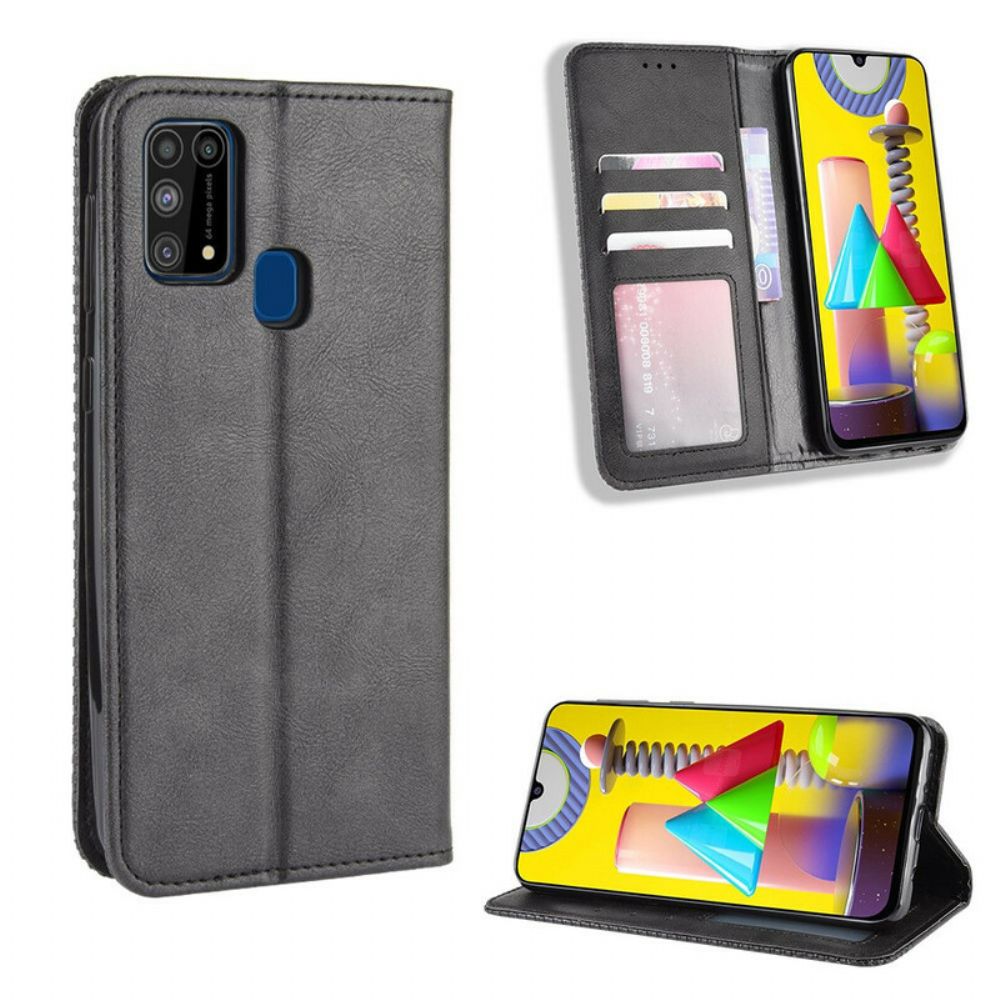 Bescherming Hoesje voor Samsung Galaxy M31 Folio-hoesje Vintage Gestileerd Leereffect