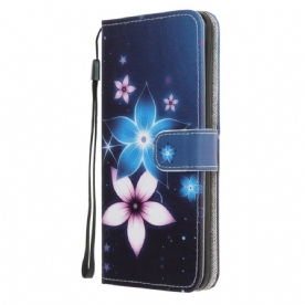 Folio-hoesje voor Samsung Galaxy M31 Met Ketting Maanband Bloemen