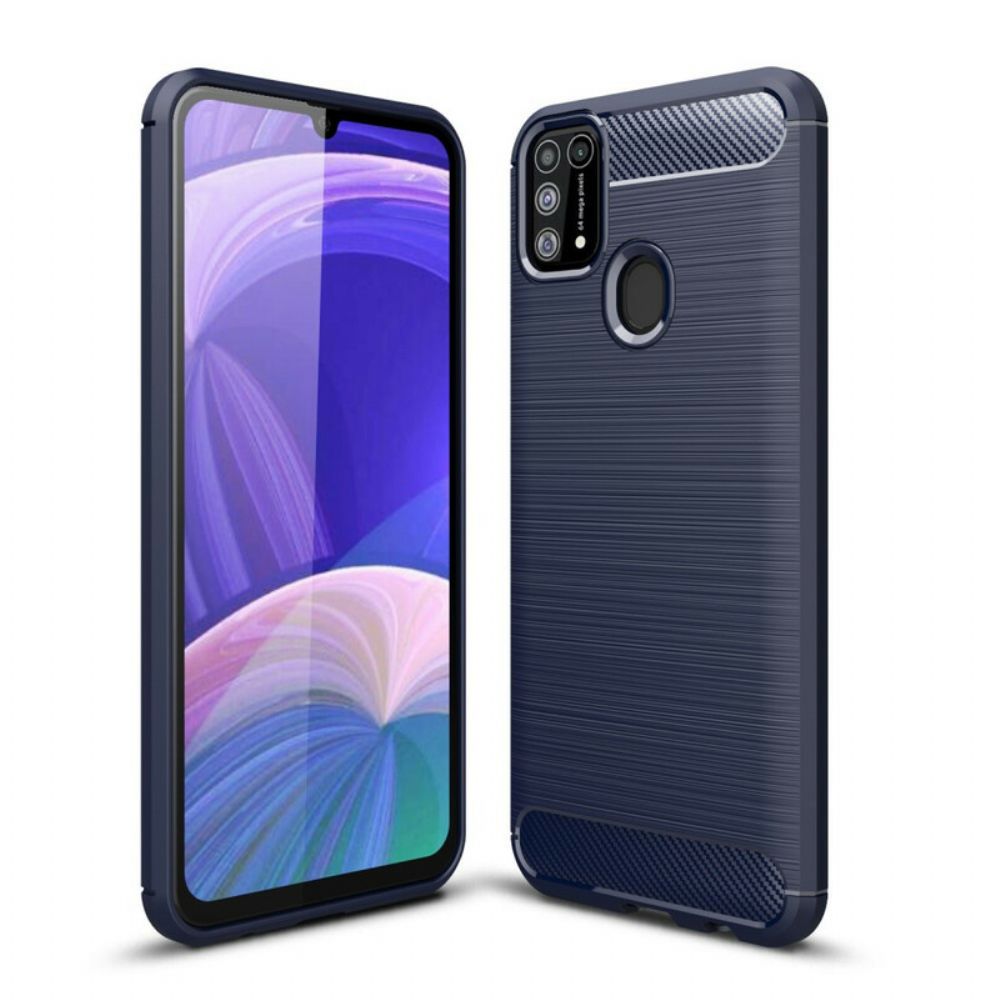 Hoesje voor Samsung Galaxy M31 Geborstelde Koolstofvezel