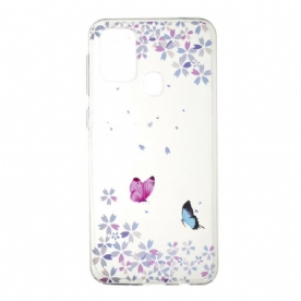 Hoesje voor Samsung Galaxy M31 Transparante Vlinders En Bloemen