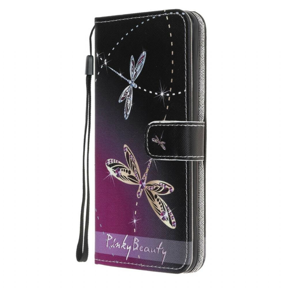 Leren Hoesje voor Samsung Galaxy M31 Met Ketting Thong Libellen