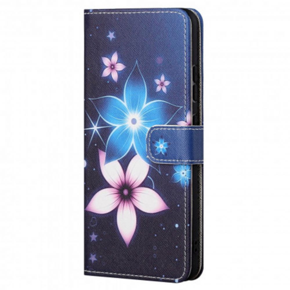 Folio-hoesje voor Motorola Edge 20 Met Ketting Maanband Bloemen