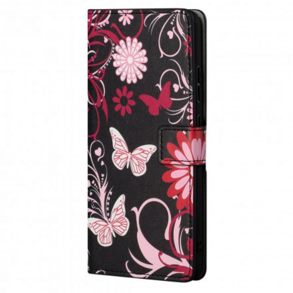 Folio-hoesje voor Motorola Edge 20 Vlinders En Bloemen