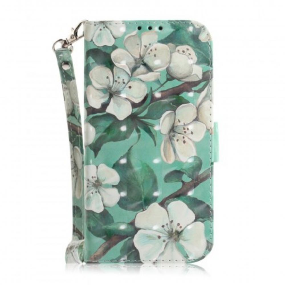 Folio-hoesje voor Samsung Galaxy A7 Met Ketting Thong Bloementak