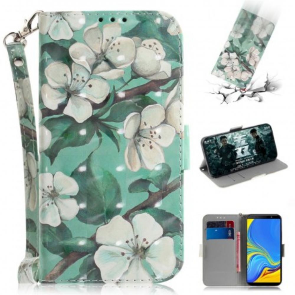 Folio-hoesje voor Samsung Galaxy A7 Met Ketting Thong Bloementak