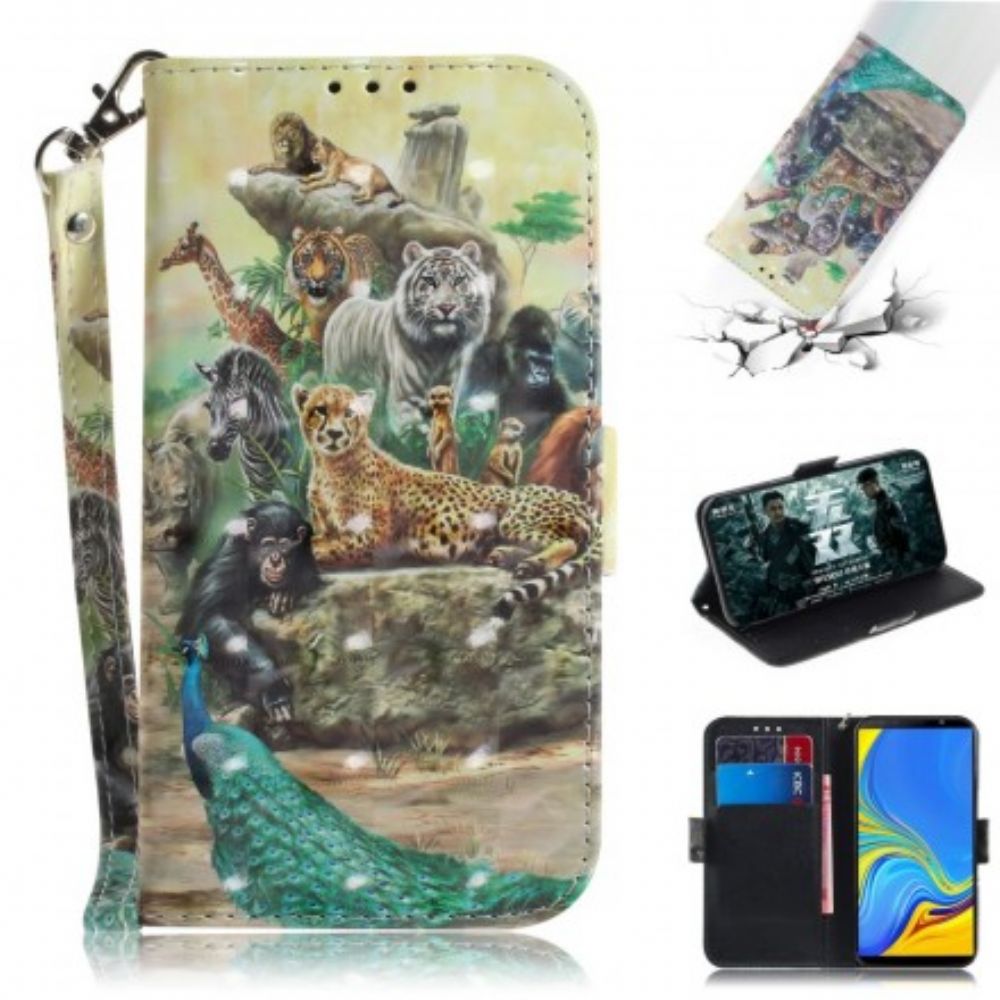 Folio-hoesje voor Samsung Galaxy A7 Met Ketting Thong Safari Dieren