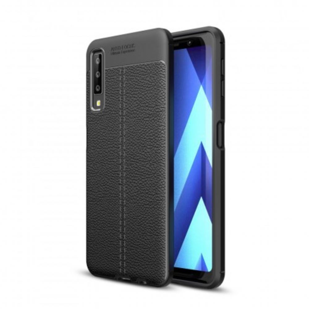 Hoesje voor Samsung Galaxy A7 Dubbele Lijn Litchi Leder Effect