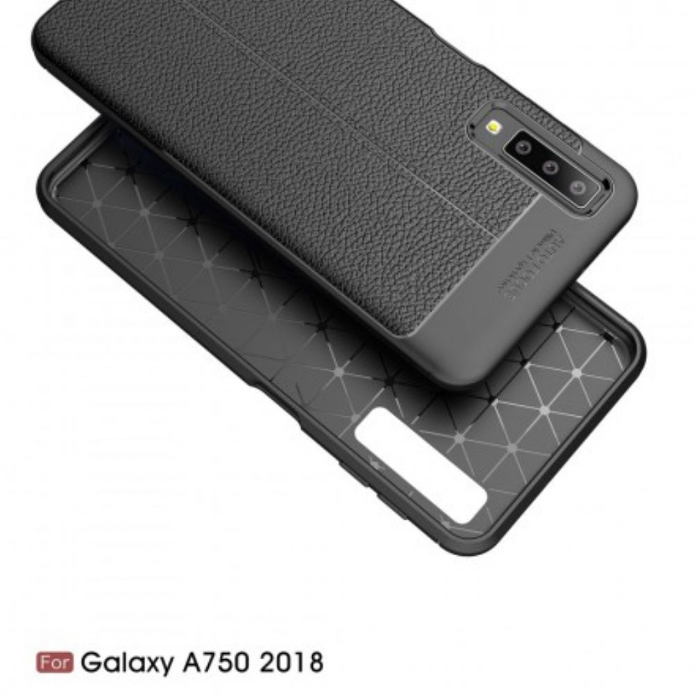 Hoesje voor Samsung Galaxy A7 Dubbele Lijn Litchi Leder Effect