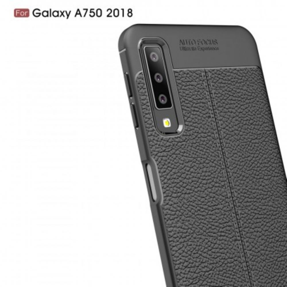 Hoesje voor Samsung Galaxy A7 Dubbele Lijn Litchi Leder Effect