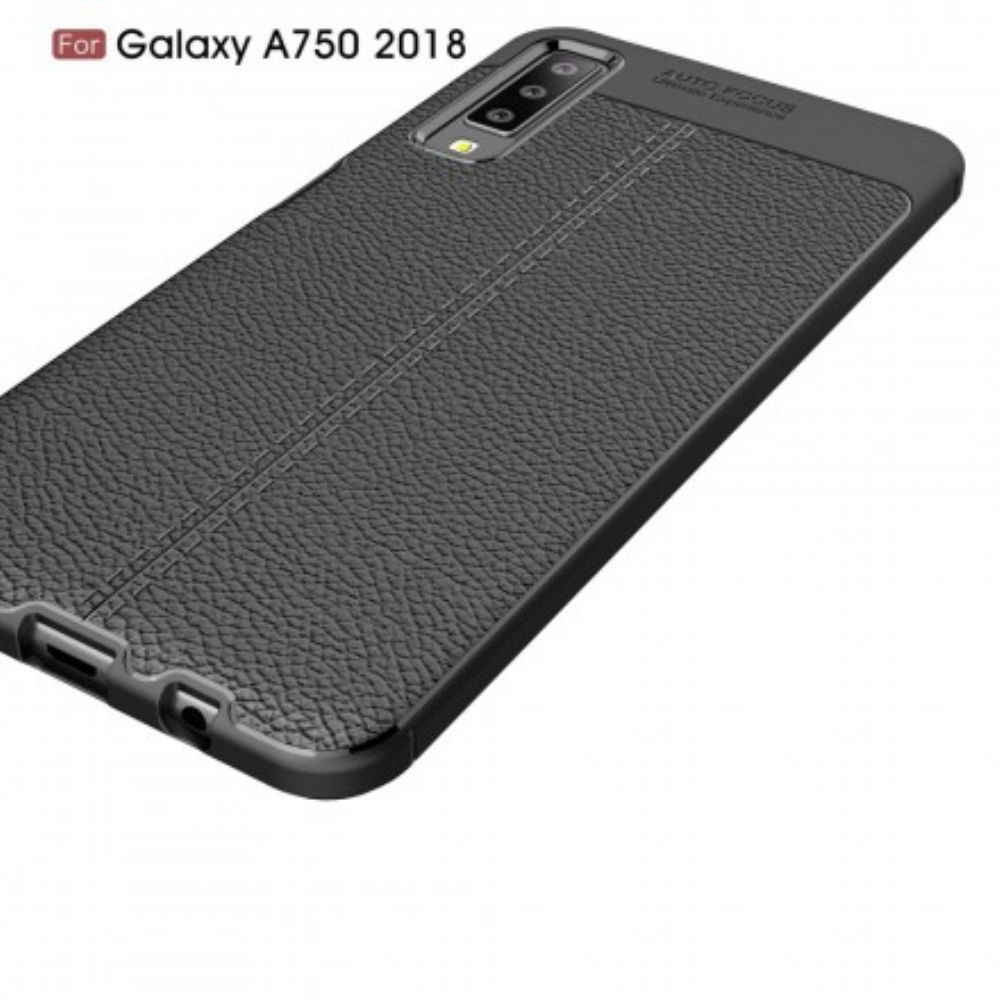 Hoesje voor Samsung Galaxy A7 Dubbele Lijn Litchi Leder Effect