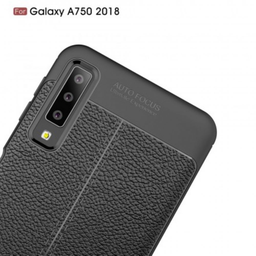 Hoesje voor Samsung Galaxy A7 Dubbele Lijn Litchi Leder Effect