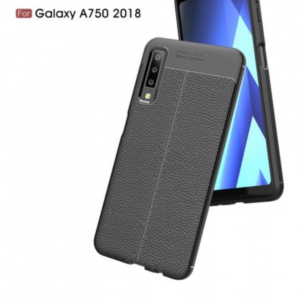 Hoesje voor Samsung Galaxy A7 Dubbele Lijn Litchi Leder Effect