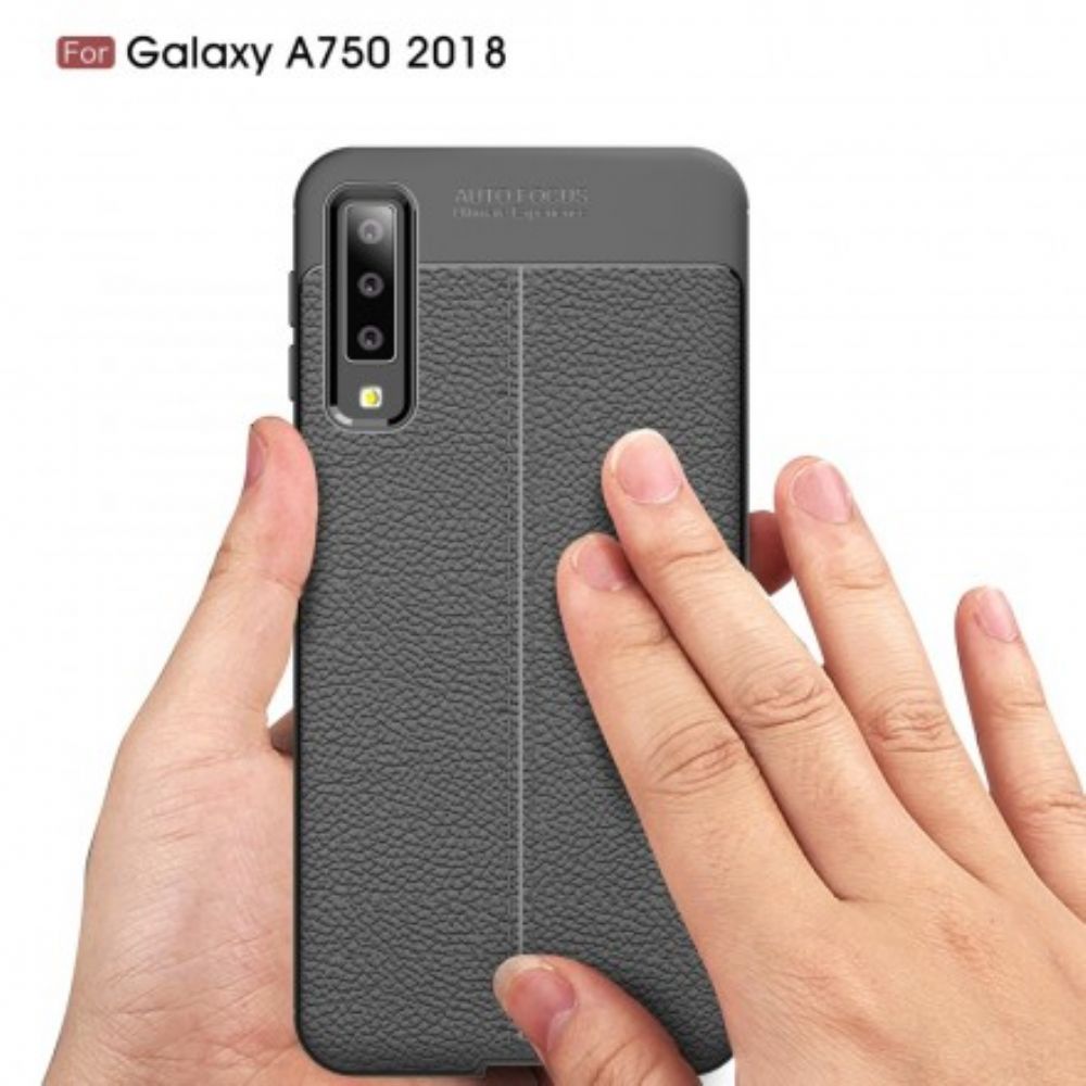 Hoesje voor Samsung Galaxy A7 Dubbele Lijn Litchi Leder Effect