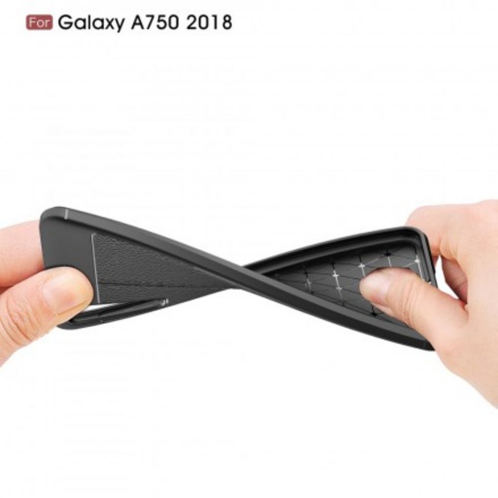 Hoesje voor Samsung Galaxy A7 Dubbele Lijn Litchi Leder Effect